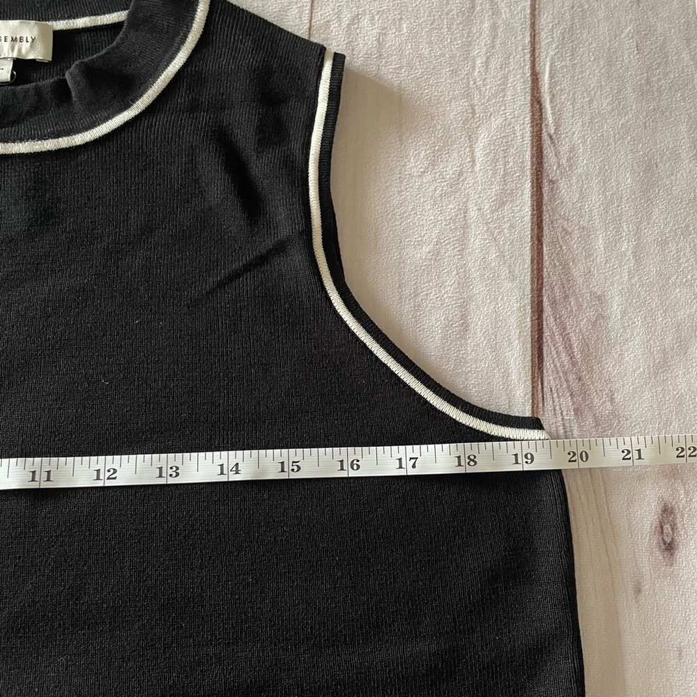 Free Assembly Ribbed Midi Sweater Dress Women’s XL Black White Trim Sleeveless - Picture 12 of 15